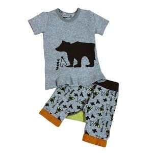 Gray Bear Print Kids Matching Set